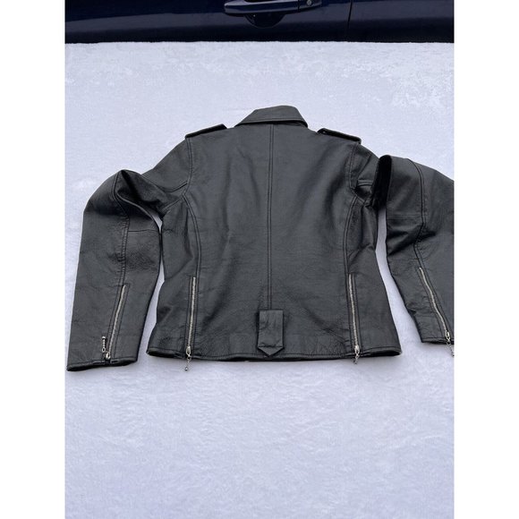 Rampage Leather Motorcycle Moto Jacket Black Womens Medium Zip Up - Picture 4 of 9
